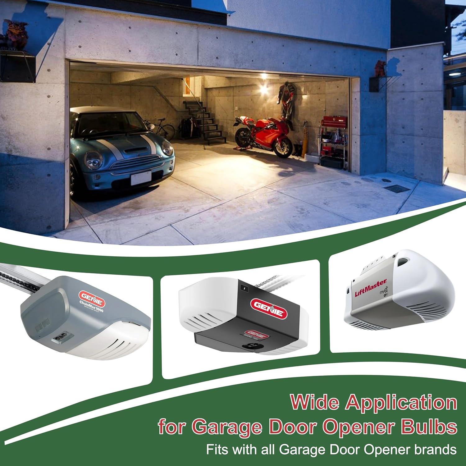 2 Pack LED Garage Door Opener Bulbs, 4000K, White, Compatible with All Garage Door Opener Brands Such as Genie, Chamberlain, Craftsman and LiftMaster Operators