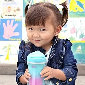 Chicco Double-Wall Insulated Sippy Cup with Bite-Proof Rim Spout and Spill-Free Lid 9oz. | Top-Rack Dishwasher Safe | Easy to Hold Ergonomic Indents | Teal/Pink/Floral, 2pk | 12+ months