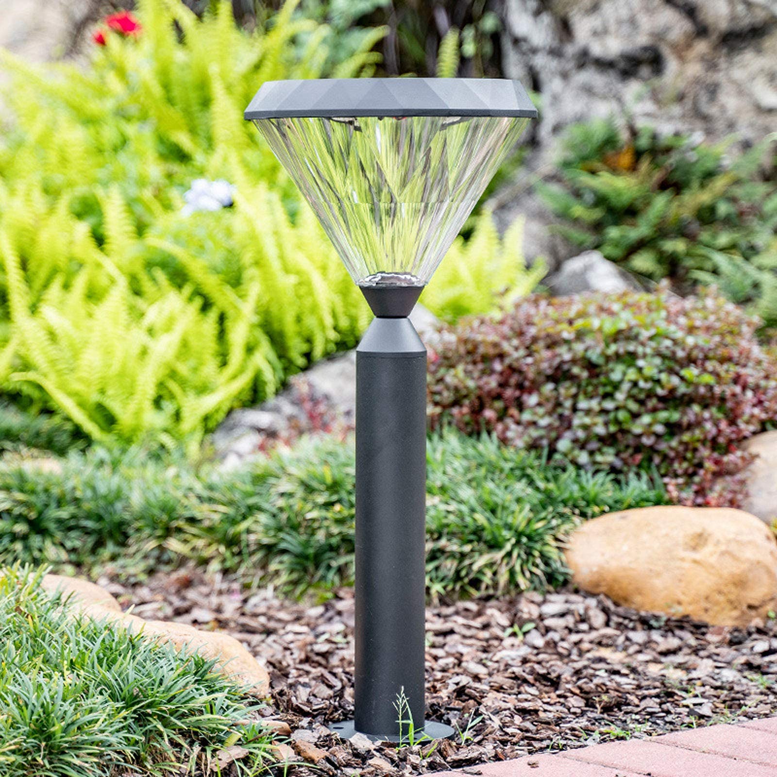 Outdoor Garden Post Light Solar LED Pillar Light Black Bollard Light IP65 Waterproof Landscape Path lamp for Yard