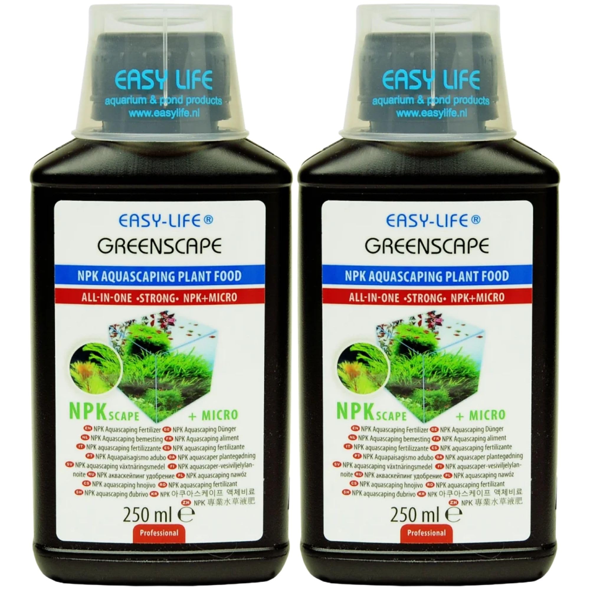 Easy Life GreenScape 2er Pack – 2×250 ml NPK Flüssigdünger für Aquarienpflanzen, fördert gesundes Wachstum & kräftige Blätter, mit Spurenelementen, einfache Anwendung, fischsicher