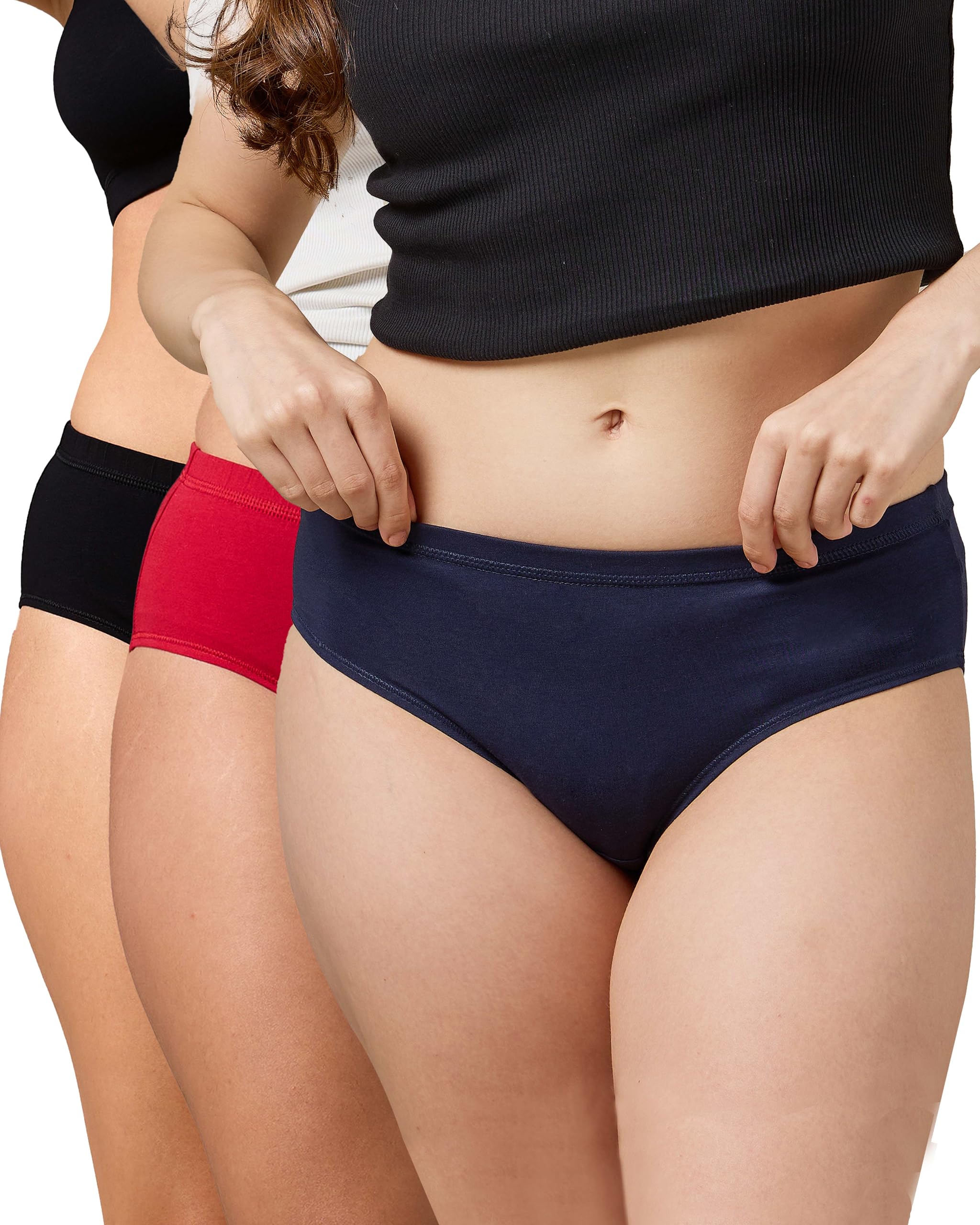 urban adventure Hipster Panties for Women Mid Waist High Coverage Premium Ultra Soft Cotton Spandex with Concealed Waistband and StayFresh Treatment (Pack of 3)-picture-11