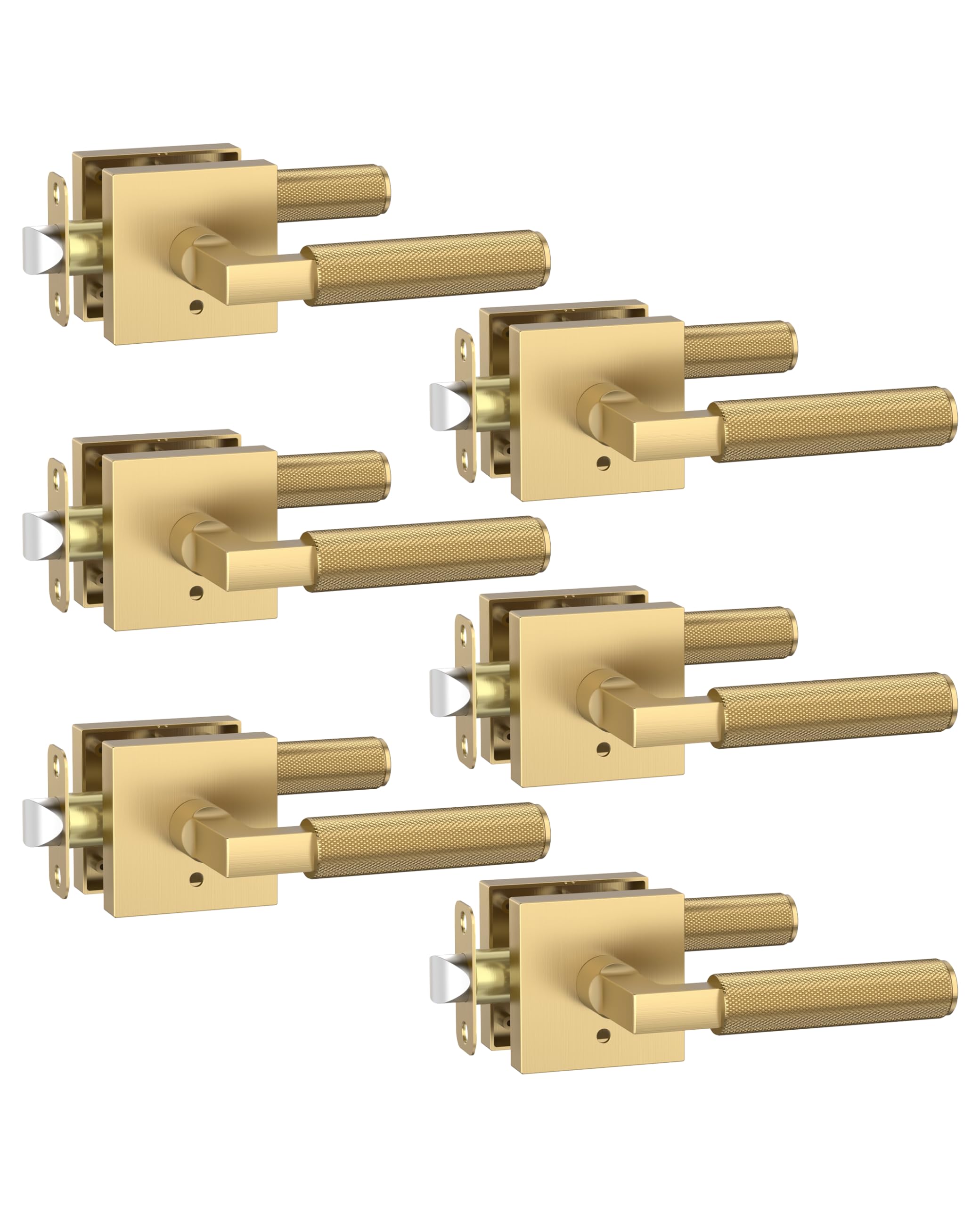 Photo 1 of Asidrama 6 Pack Champagne Bronze Privacy Door Handles, Door Lever with Door Knobs Indoor for Bedroom or Bathroom, Heavy Duty Door Handles Interior with Locks for Left Right Sided Doors