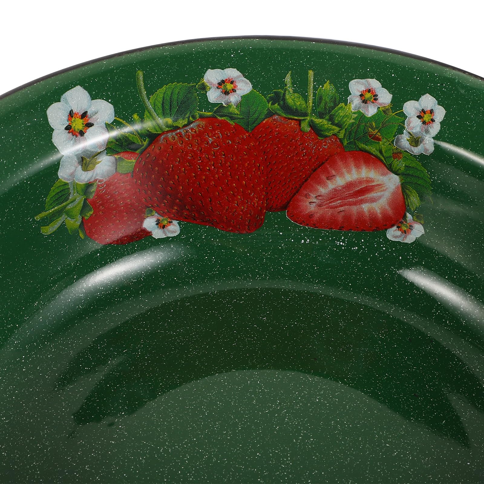 Cuenco Esmaltado de 22 Cm, Lavabo Multiusos para Lavar y Mezclar, Cuenco de Esmalte Verde con Motivos Punteados para Sopa, Fruta y Masa, Vajilla Rústica Adecuada para Cocina