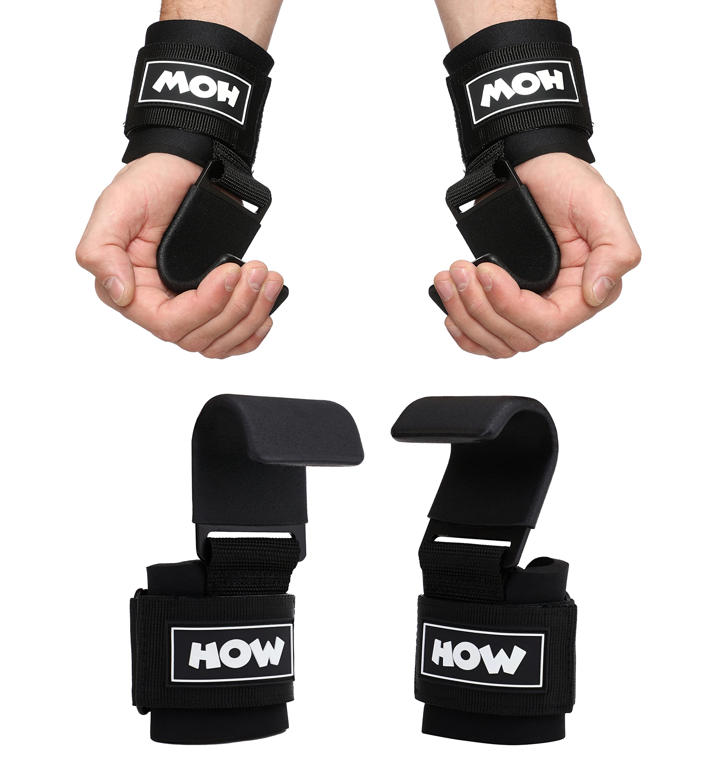 HOW (HOUSE OF WISHES) with Device Weight Lifting Hook Wrist Straps for Both Hands - Gym Support Straps Heavy Iron coated metal Black color (1 Pair) (B07M6G5D5Z) Amazon Price History, Amazon Price Tracker