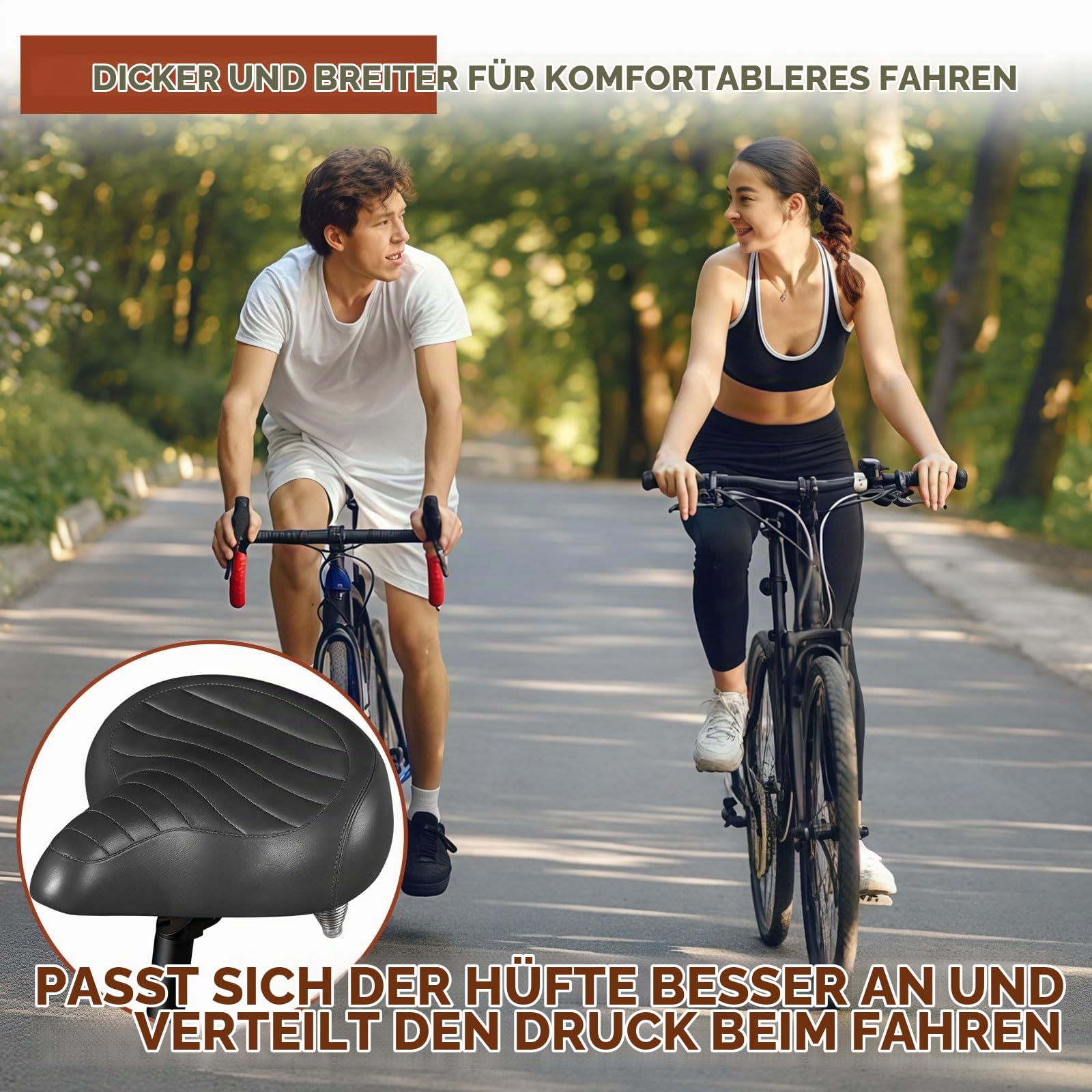 Bequemer Fahrradsattel Ergonomischer Fahrrad Sattel für Damen & Herren Fahrradsitz Breit Komfortsattel Wasserdicht, stoßdämpfend für Cityrad, Mountainbike, Ebike, Heimtrainer