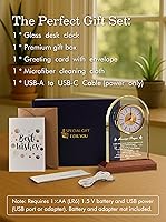 Vista 4 de Regalos de boda para parejas de recién casados: elegante reloj de escritorio de cristal con base de luz de madera, regalo de matrimonio para novia
