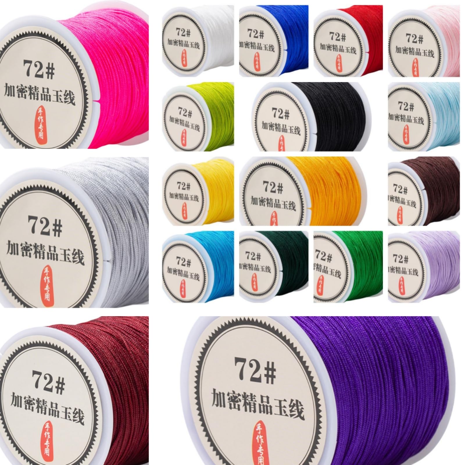 18 Farben 0.8mm Nylonschnur Über, 50m/Rolle,Nylon Perlenschnur Satinkordel,Beading String für DIY Schmuck Herstellung Freundschaft Armbänder Nähen