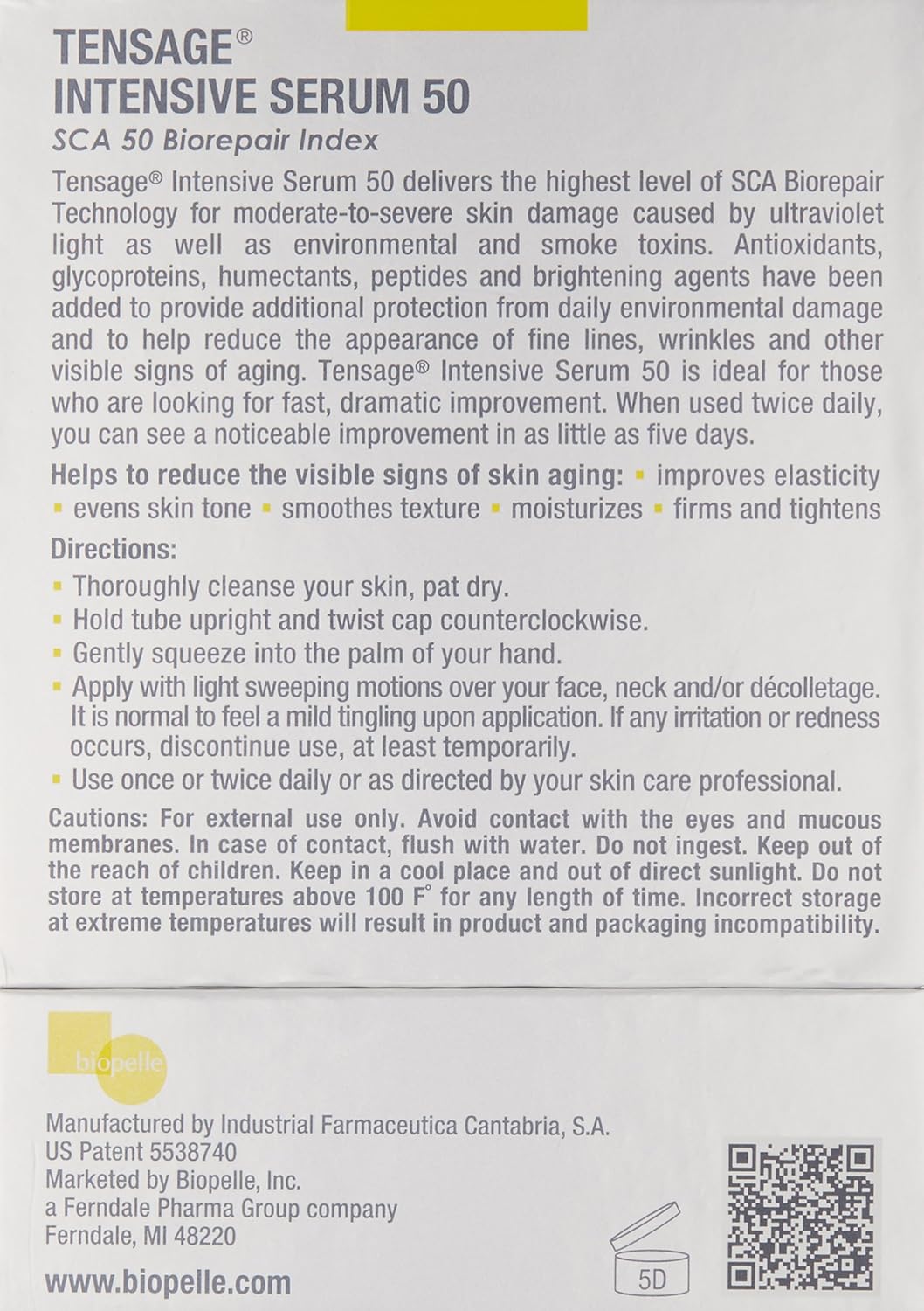 Biopelle Tensage Growth Factor Intensive Face Serum 50, Snail Mucin Serum for Face & Neck with SCA 50 Biorepair Index, Hyaluronic Acid, Peptides, and Antioxidants, 10 Count - Image 2