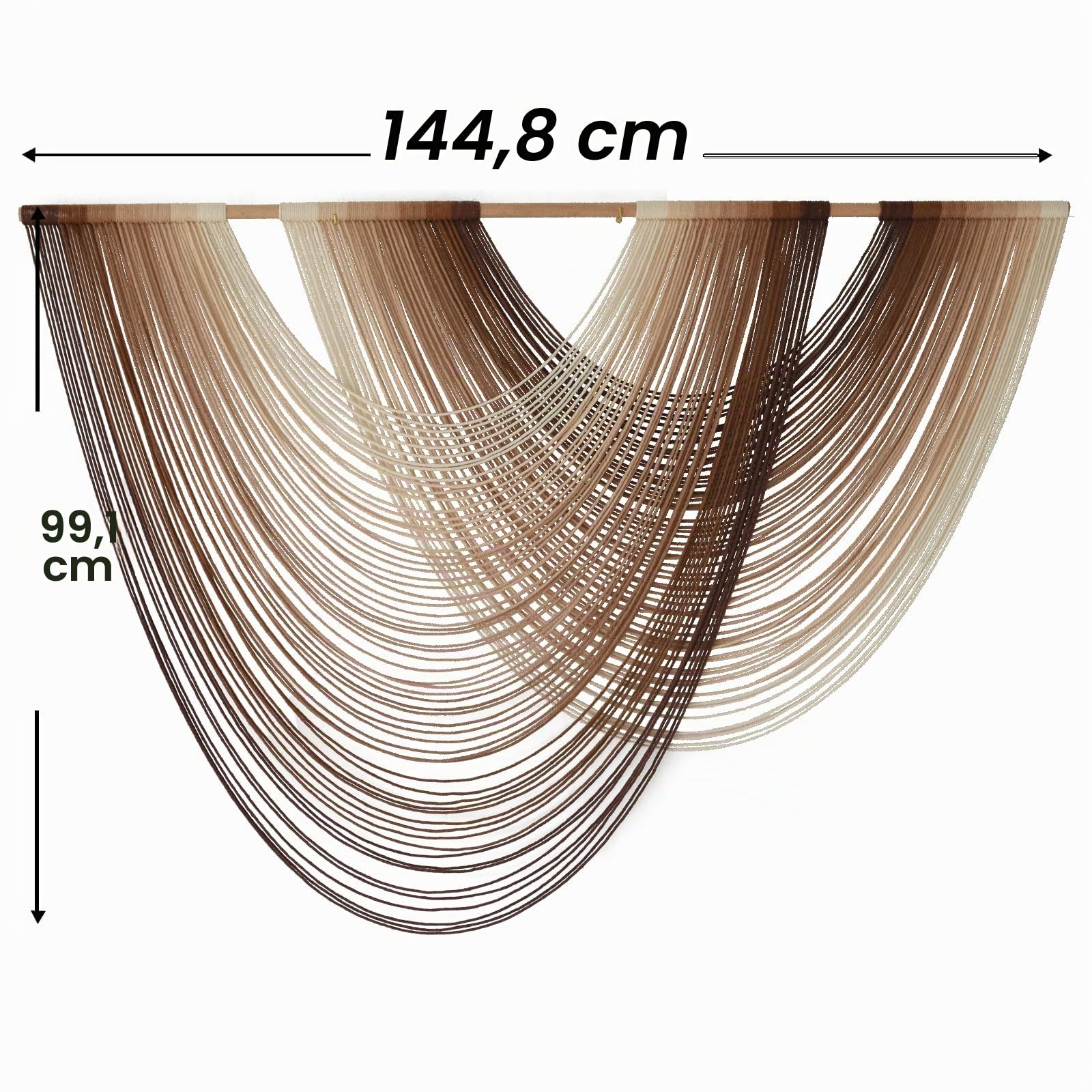Flber Makramee-Wandbehang im Boho-Stil mit Dip-Dye-Effekt, handgefertigte Wandkunst aus Fasern für Schlafzimmer und Wohnzimmer, 145 cm B x 99 cm L