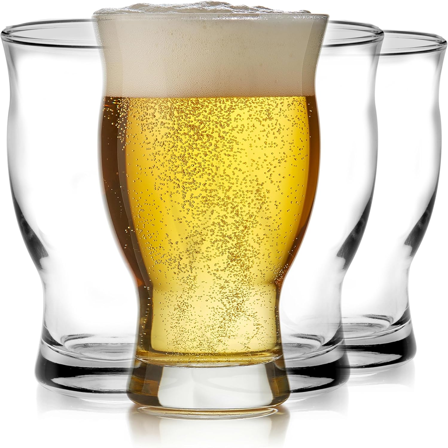 Libbey Craft Brews Nucleated Pint Beer Glasses Set of 4 - 16.75oz Laser Etched for Head Retention, Aroma & Taste, Dishwasher Safe