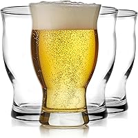 Libbey Craft Brews Nucleated Pint Beer Glasses Set of 4 - 16.75oz Laser Etched for Head Retention, Aroma & Taste, Dishwasher Safe