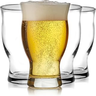 Libbey Craft Brews Nucleated Pint Beer Glasses Set of 4 - 16.75oz Laser Etched for Head Retention, Aroma & Taste, Dishwasher Safe