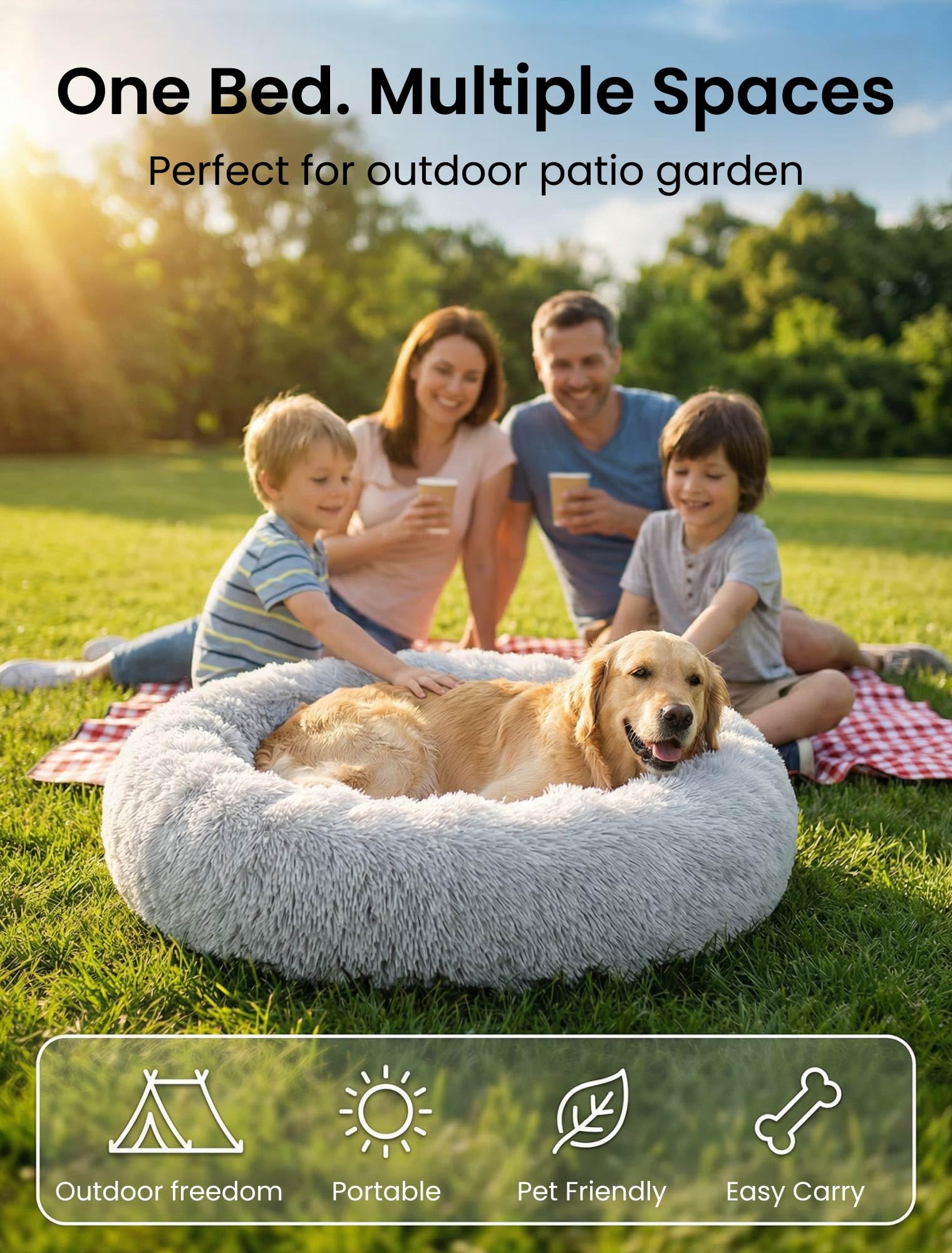 Cuccia per cani con rivestimento rimovibile: soffice letto ortopedico per cani e gatti, non perde pelo, morbido cuscino in pelliccia sintetica per comfort e sostegno, lavabile, a ciambella, anti-ansia