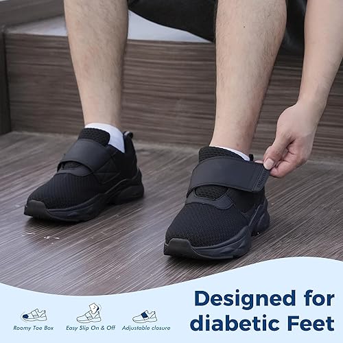 Miniatura 7 de Ortho+rest Zapatos para caminar diabéticos para hombre, zapatos para edema para pies hinchados, soporte de arco, zapatillas ortopédicas