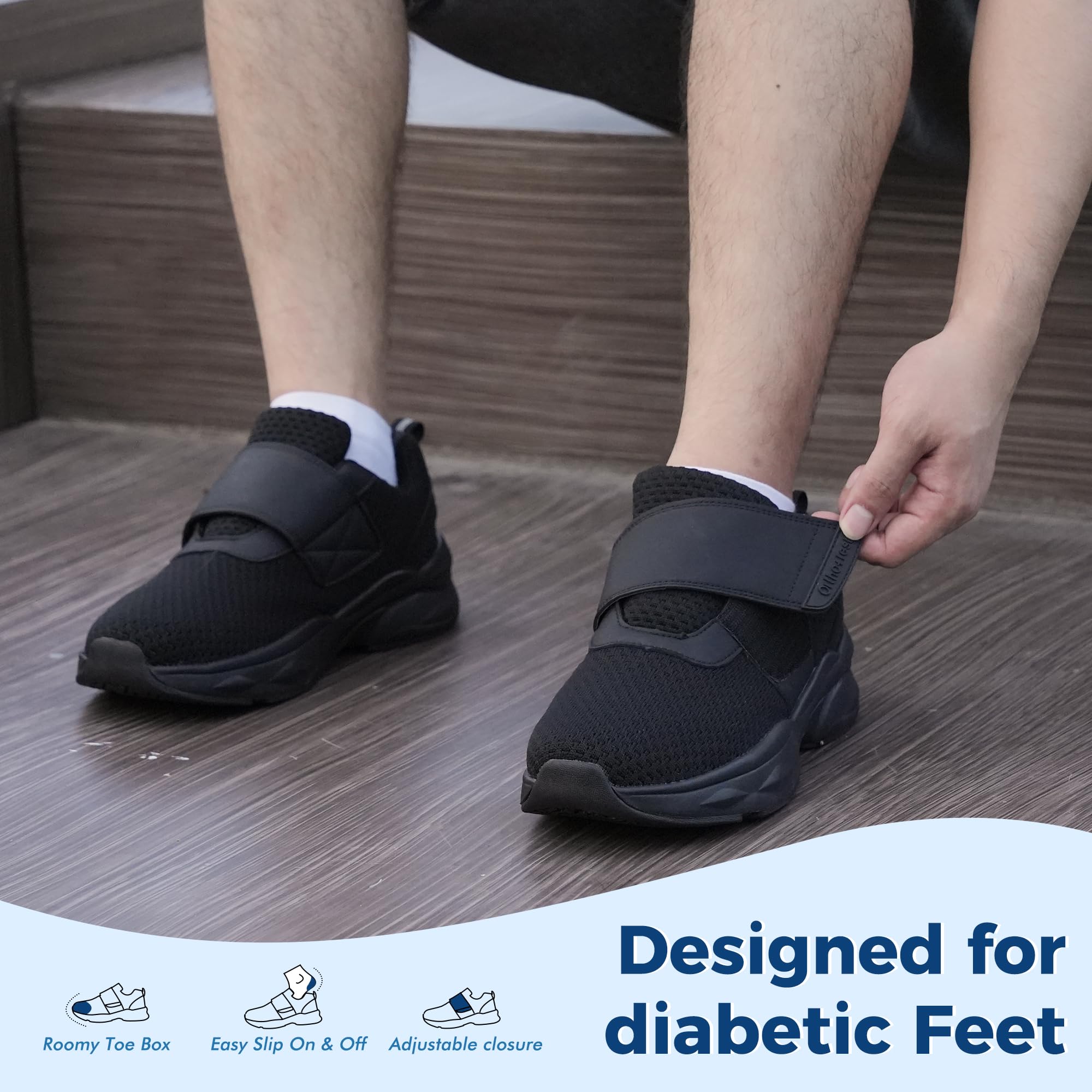 Ortho+rest Zapatos ortopédicos para caminar para diabéticos, zapatos para edema para pies hinchados, soporte de arco