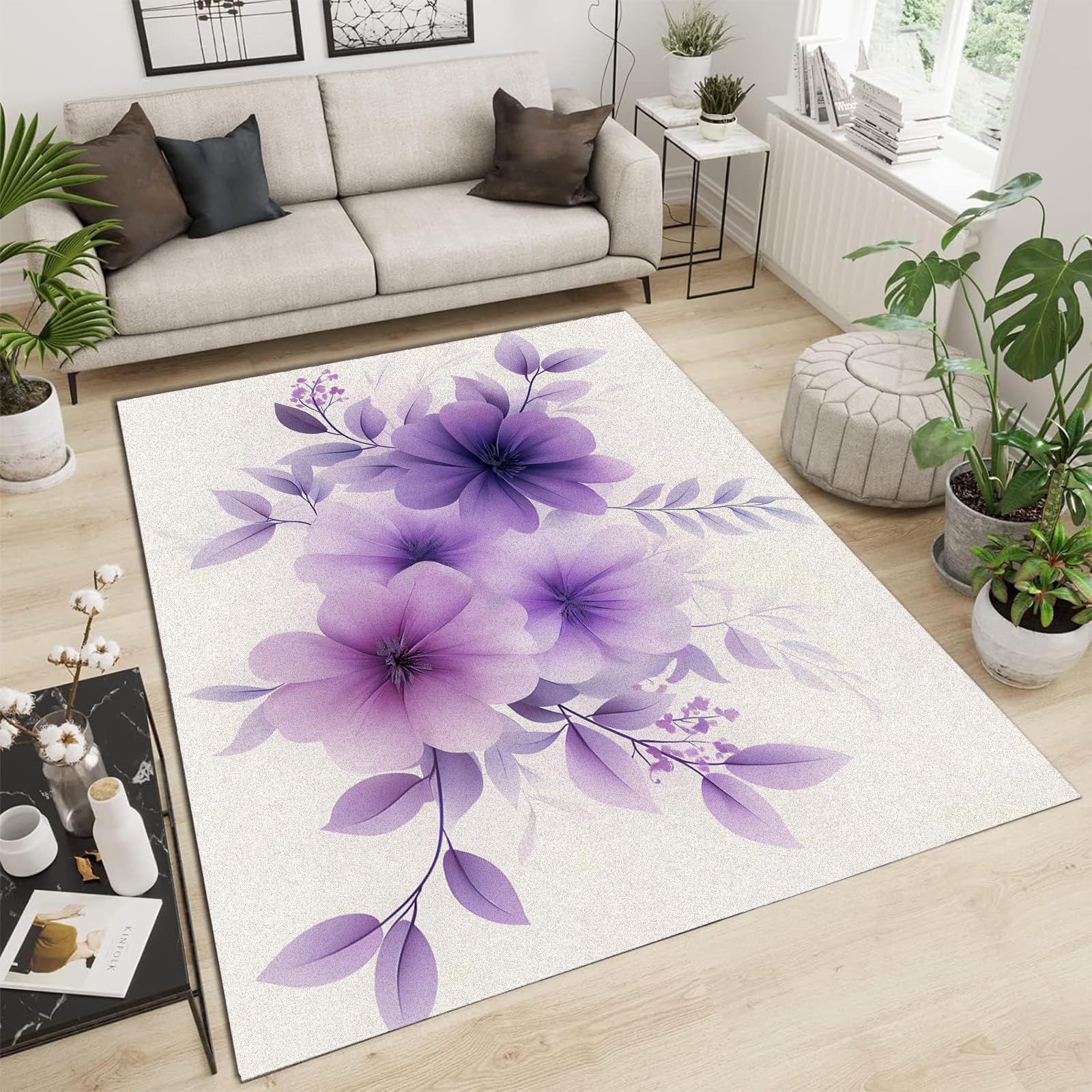 Tapis de salon design moderne aquarelle au toucher fin et doux