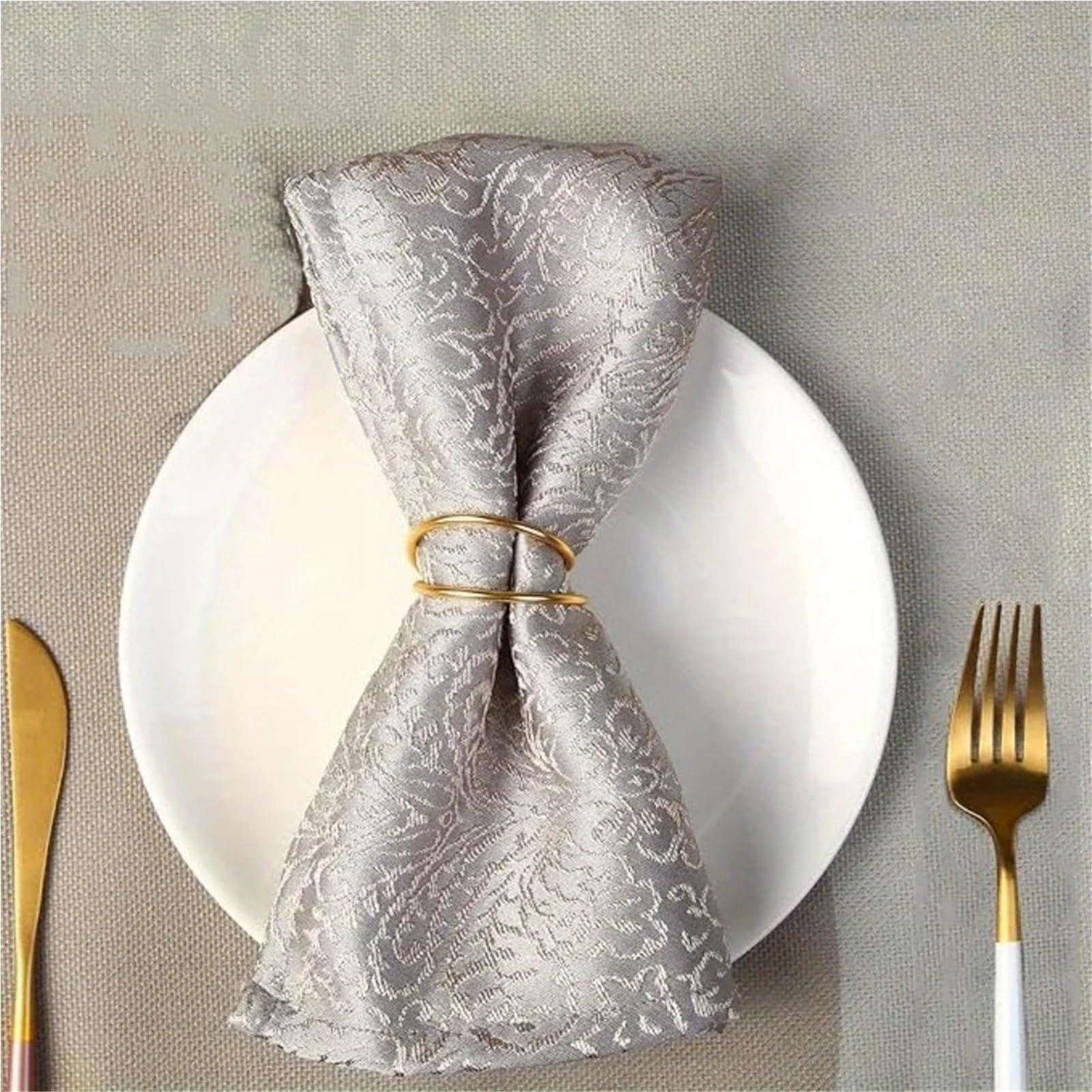 Lot de 36/60 ronds de serviette en spirale en métal, doré, argenté, or rose, décoration de table