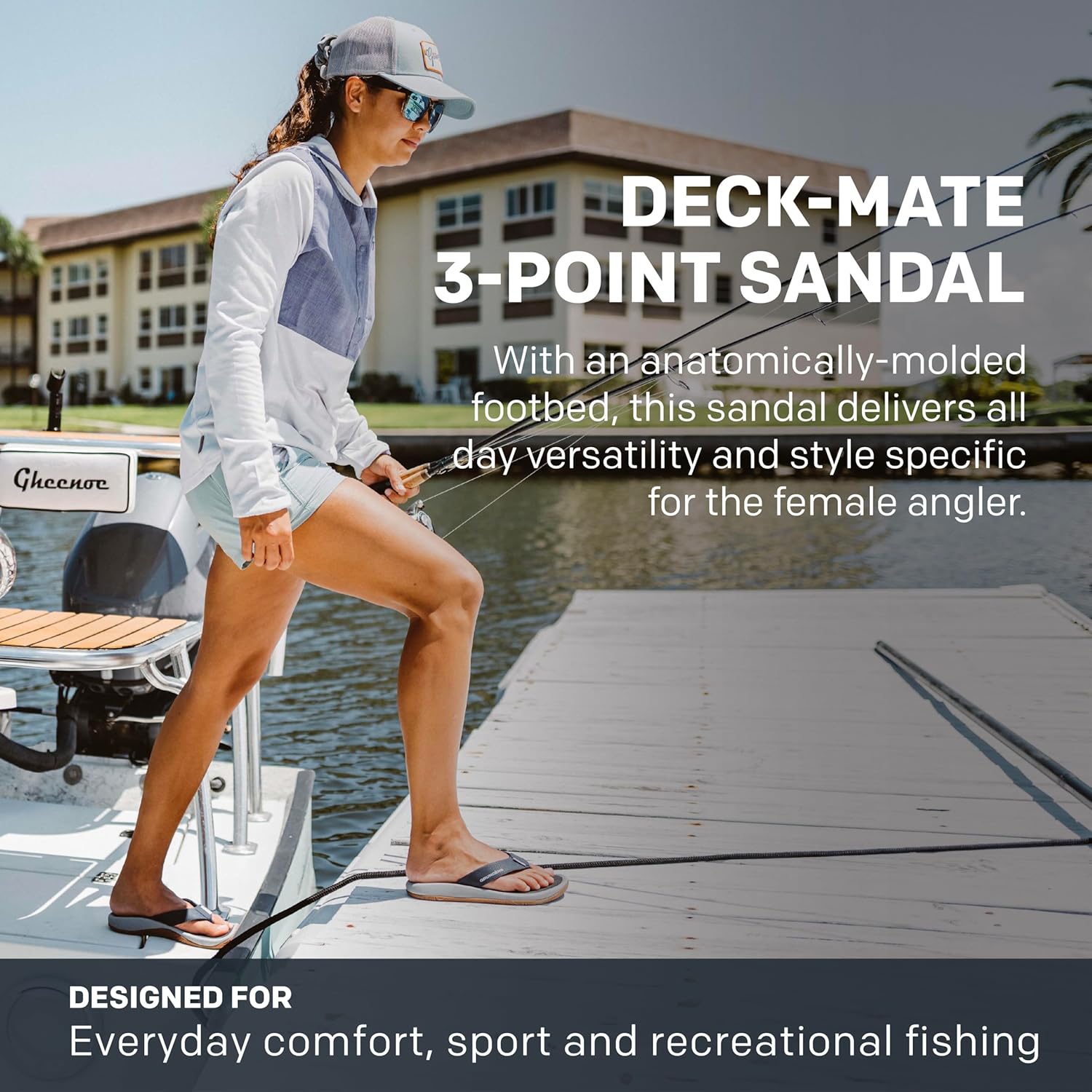 Grundens Women's Deck-Mate 3-Point Sandal | Comfortable, Water-Friendly Deck Sandal for Fishing, Boating, and Beachwear