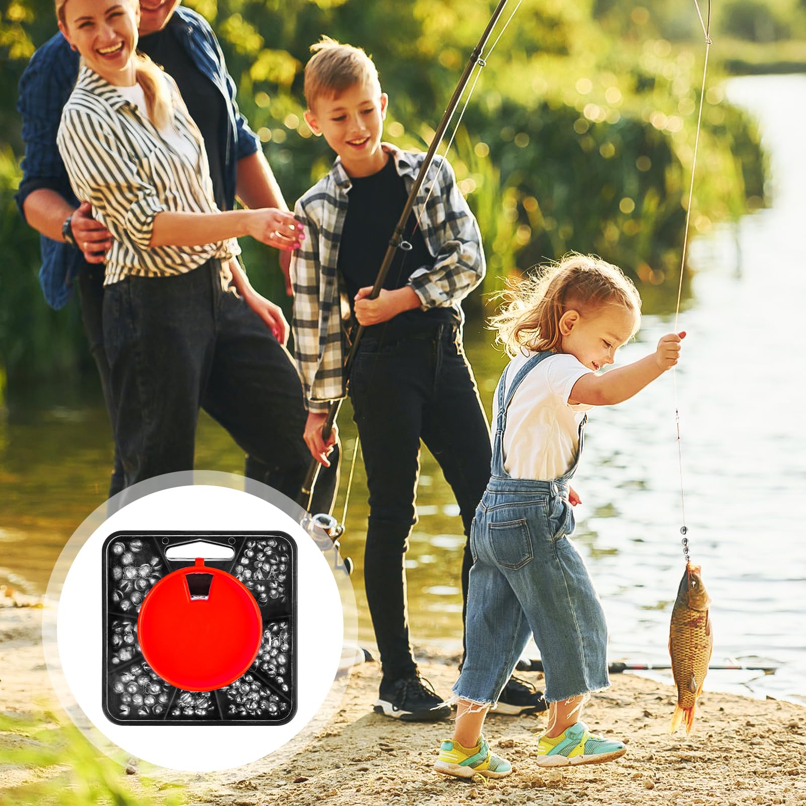 Lood-schroot vissen, schrootlood vissen met opbergdoos, uitneembaar lood, gewicht vissen, 7 maten sorteerdoos (0,4 g/0,5 g/0,6 g/0,8 g/1 g/1,2 g/1,5 g