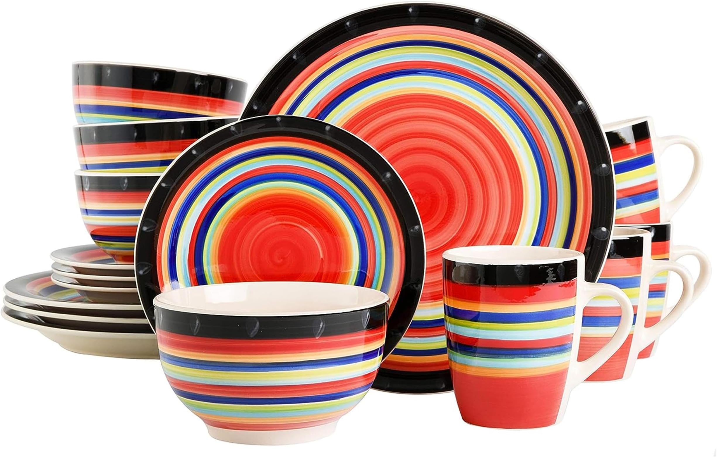 Casa Stella Dinnerware Set, Red, 16-Piece