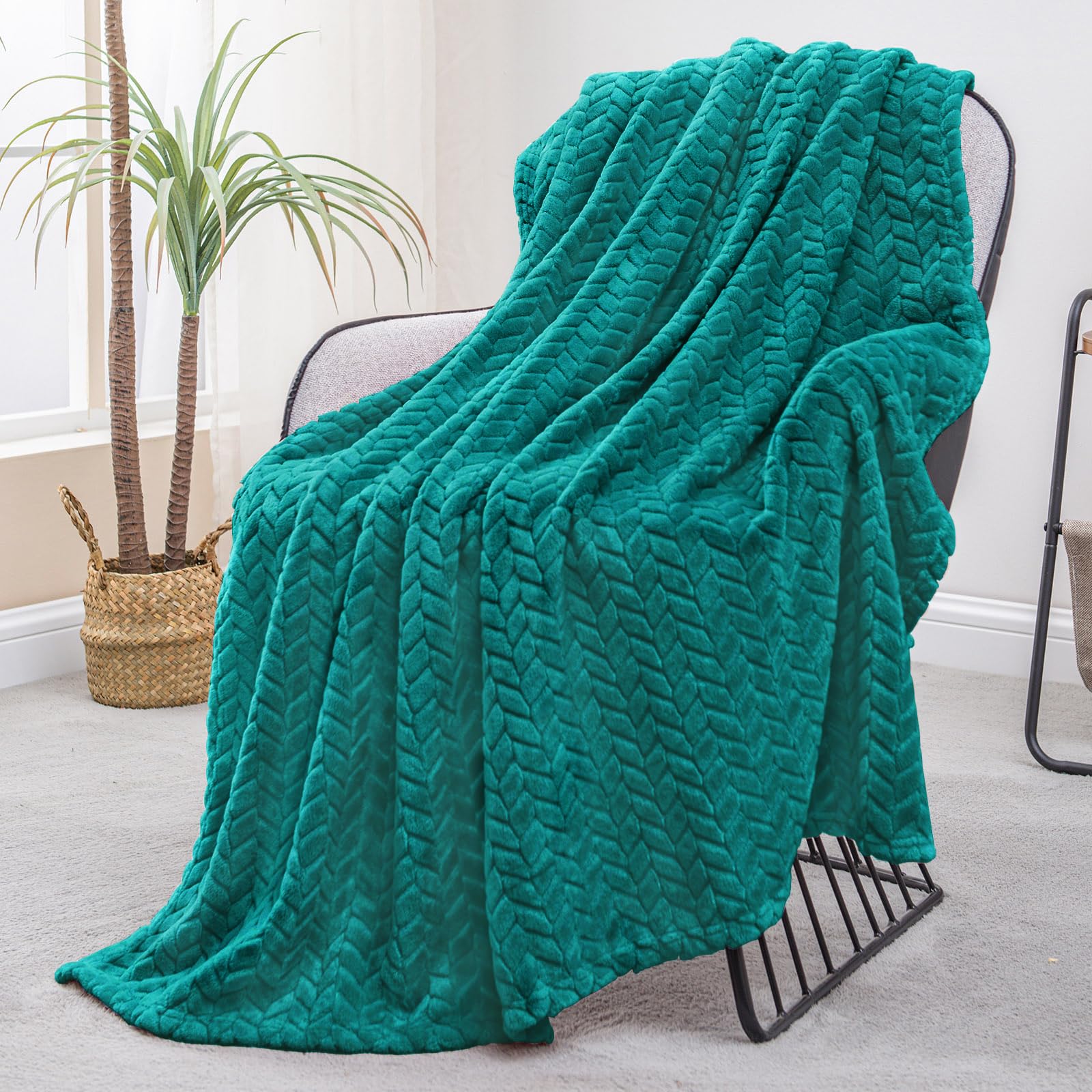 Teal Fleece Throw Blanket for Couch and Bed 50x70 Inches Soft Cozy