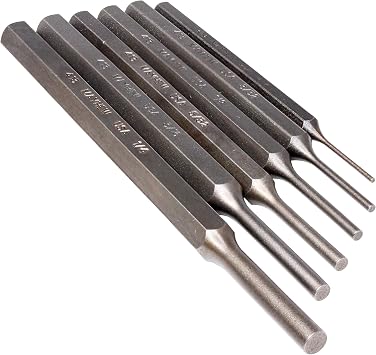 Mayhew Tools 89035 SAE Pin Punch Set Carded, 6-Piece, Shot-Blast Finish