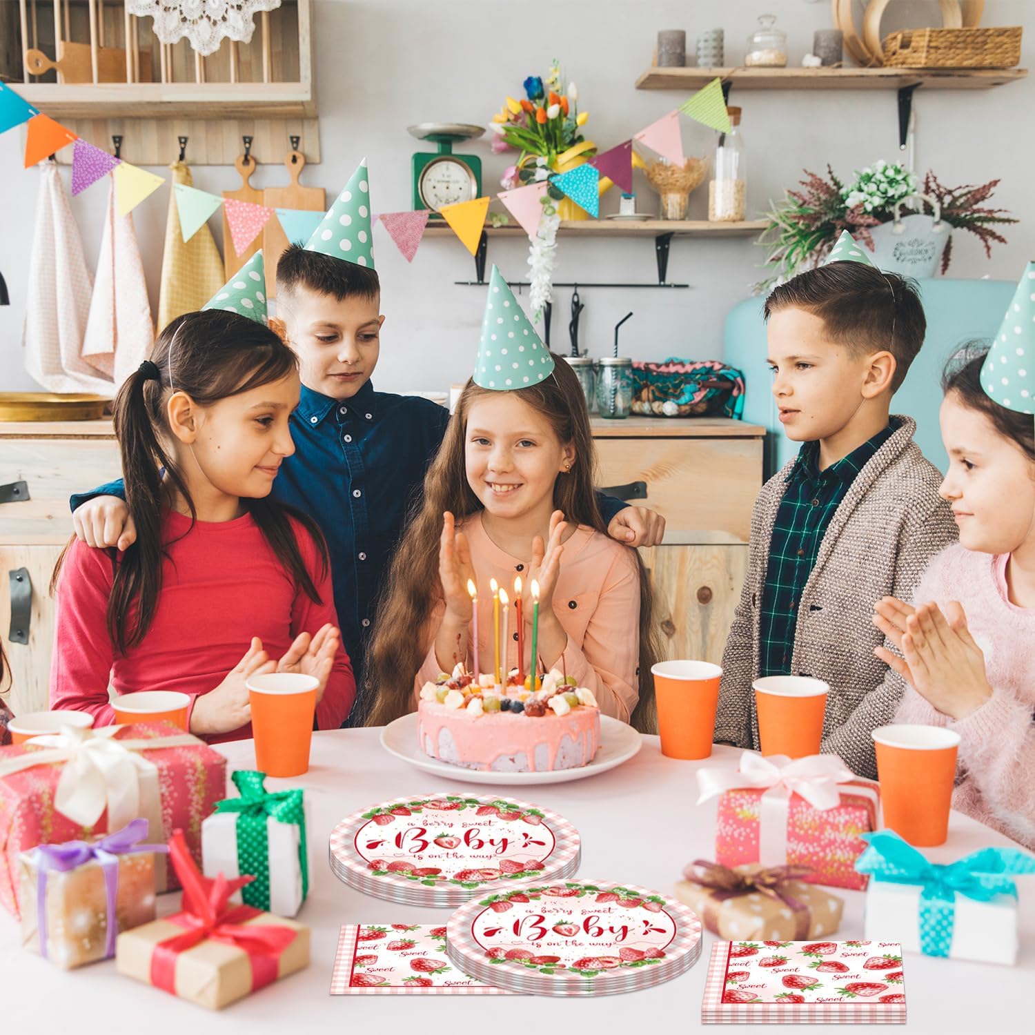 40pcs Strawberry Birthday Decorations Fruit Paper Plates Napkins for Summer Sweet One 1st Baby Shower Berry First Strawberry Themed Party Supplies,,Suitable for 20 Guests - Image 6