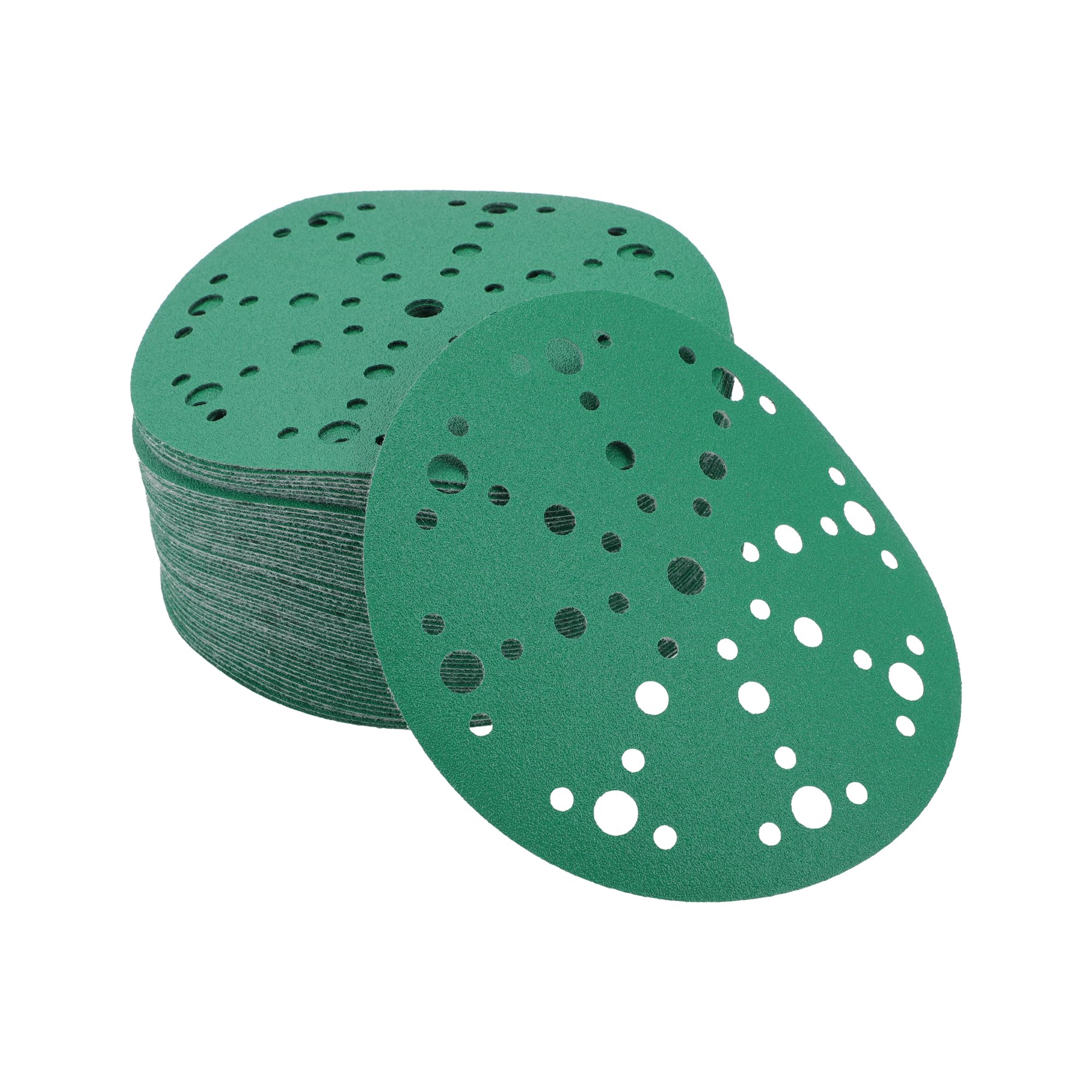 A ABSOPRO Sanding Discs 6 Inch 49 Hole 120 Grit Round Hook and Loop Sandpaper Aluminum Oxide Green 50pcs, 6"