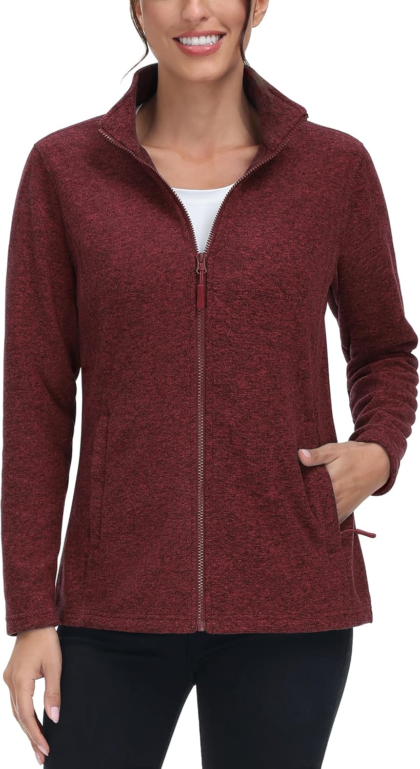 TACVASEN Women’s Full Zip Fleece Jacket Lightweight Jacket Womens Winter Warm Coats with 2 Zipper Pockets TACVASEN Women’s Full Zip Fleece Jacket Lightweight Jacket Womens Winter Warm Coats with 2 Zipper Pockets