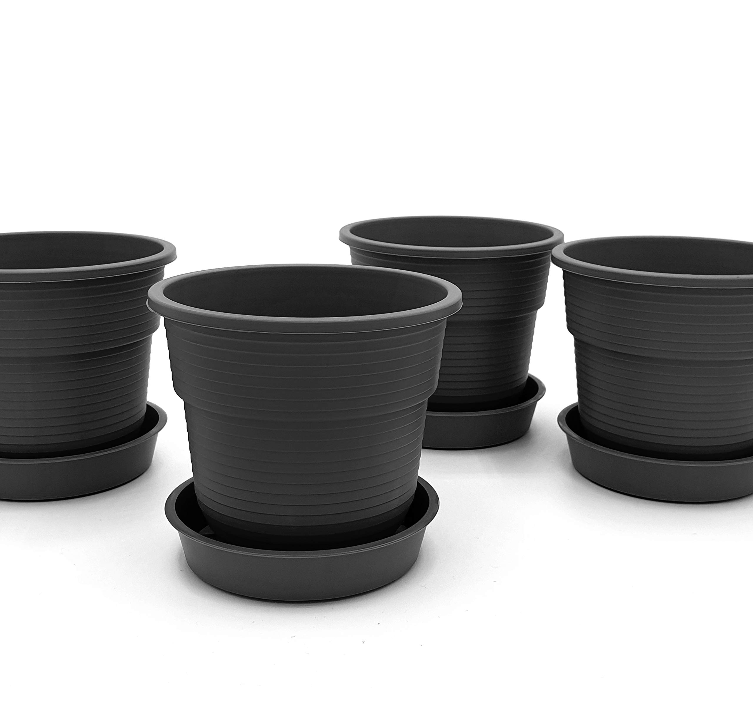 Plastard Anzuchttöpfe ⌀ 8 cm 100 Stück mit Untersetzer & Kokoserde Saattopf | Witterungs- UV & frostbeständig, Indoor & Outdoor Pflanztöpfe, klein & robust, ideal für Mini-Gewächshaus, ideale Anzuchtset