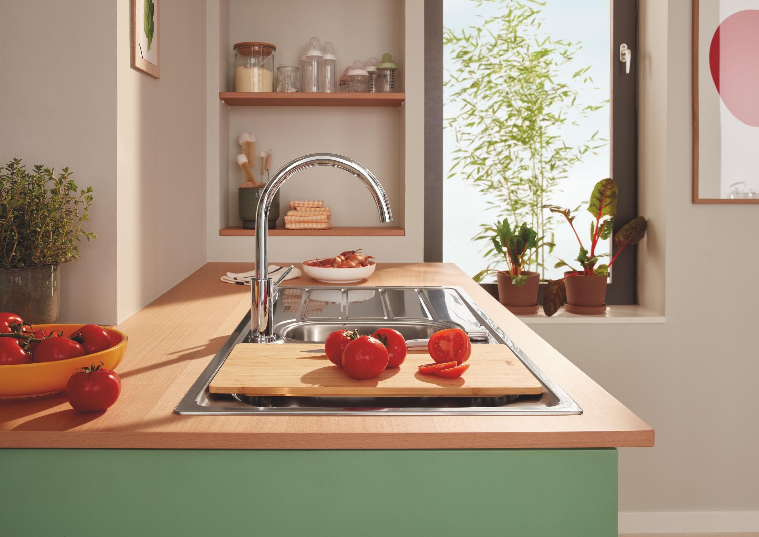 GROHE Drewniana deska do krojenia (bambus, 450 x 240 x 19 mm), bambus, rozmiar L, 40750HV0