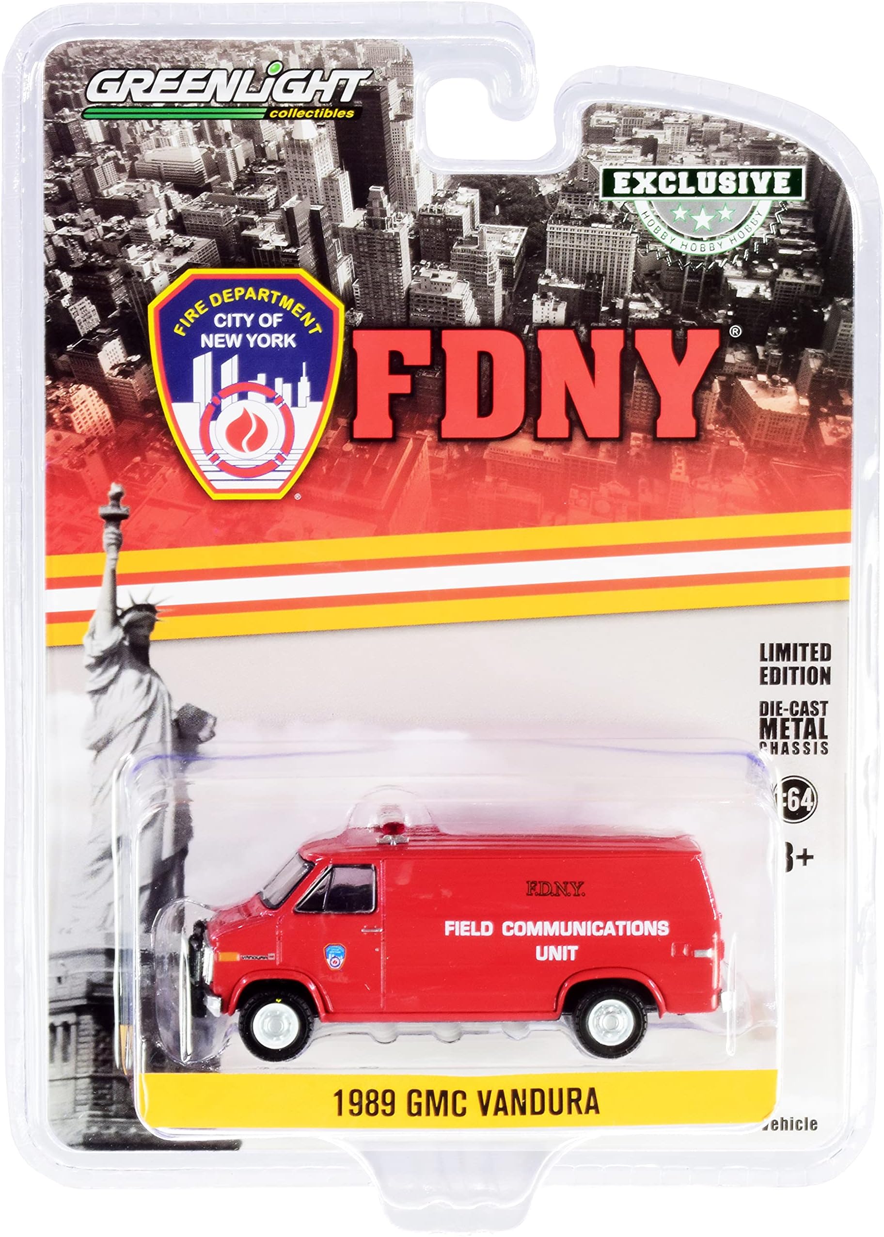 Greenlight30277 GMC 1989 Vandura - FDNY (The Official Fire Department City of New York) Field Communications Unit (Hobby Exclusive) 1:64 Scale