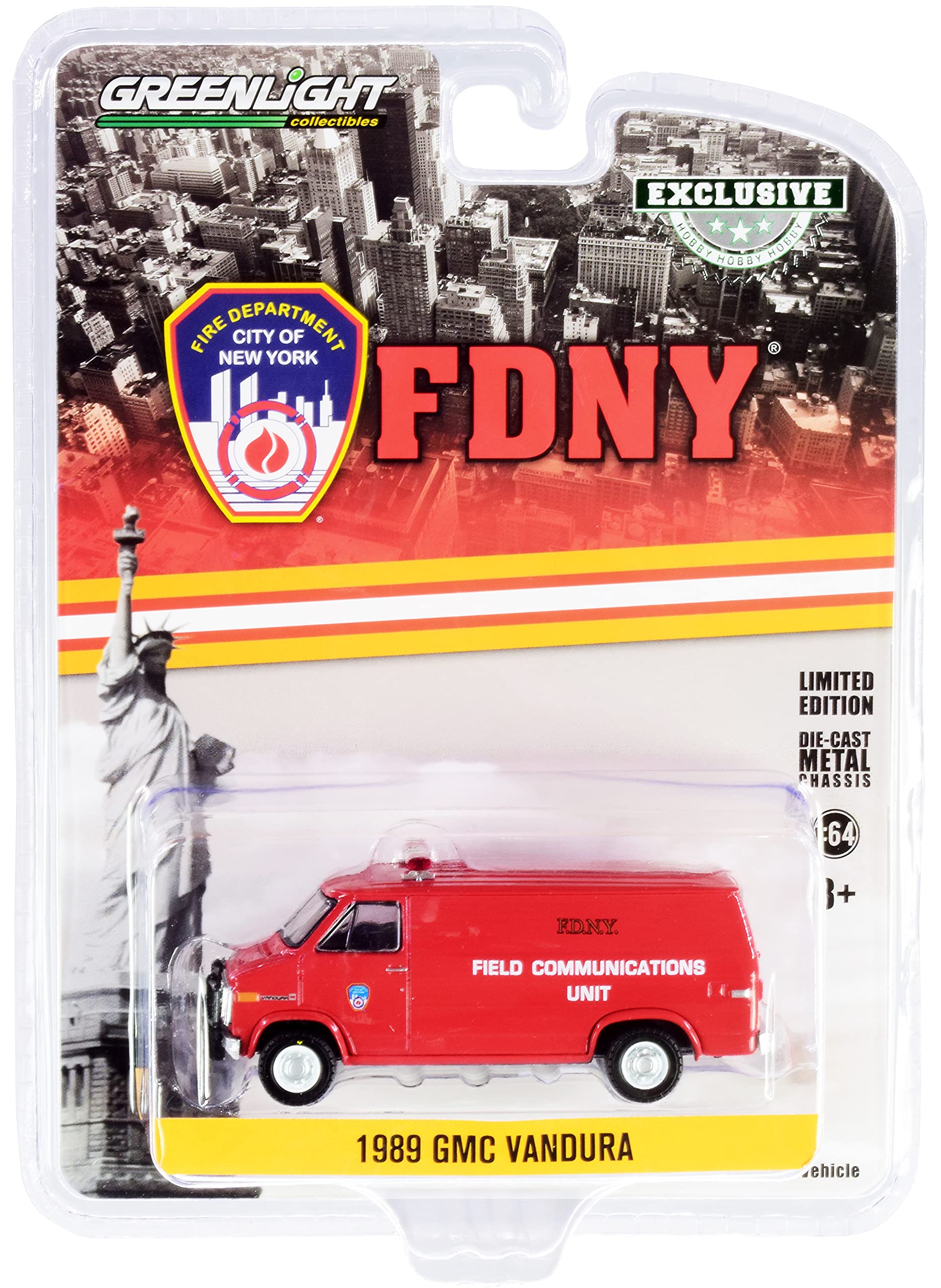 Greenlight30277 GMC 1989 Vandura - FDNY (The Official Fire Department City of New York) Field Communications Unit (Hobby Exclusive) 1:64 Scale