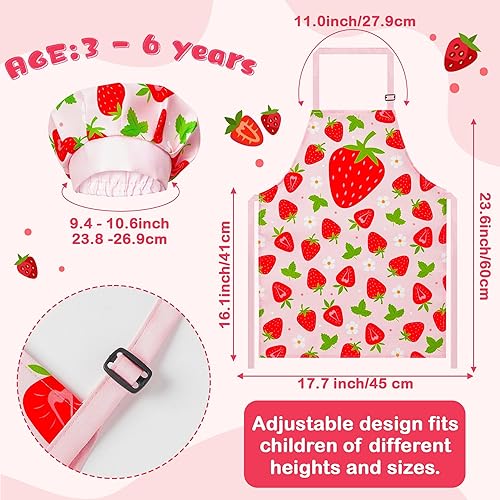 Miniatura 76 de R HORSE Juego de 2 delantales para niños y sombrero de chef, delantal de cocina azul ajustable para niños, kit de pintura y entrenamiento