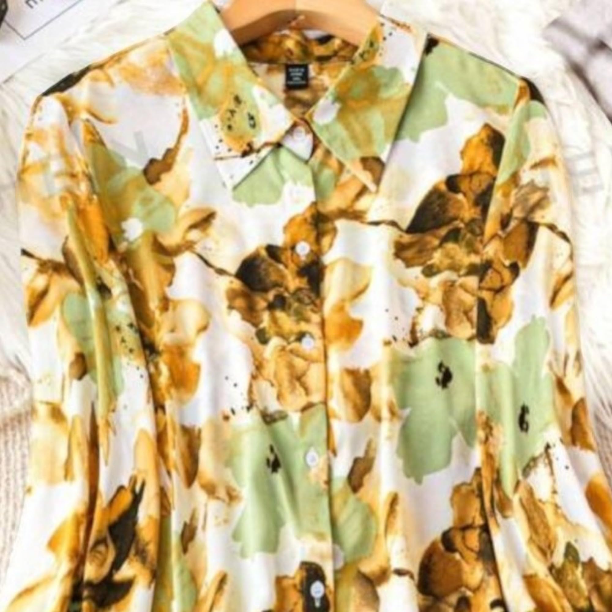 Gufrina Vestido midi de manga larga para mujer, elegante, con botones, estampado floral