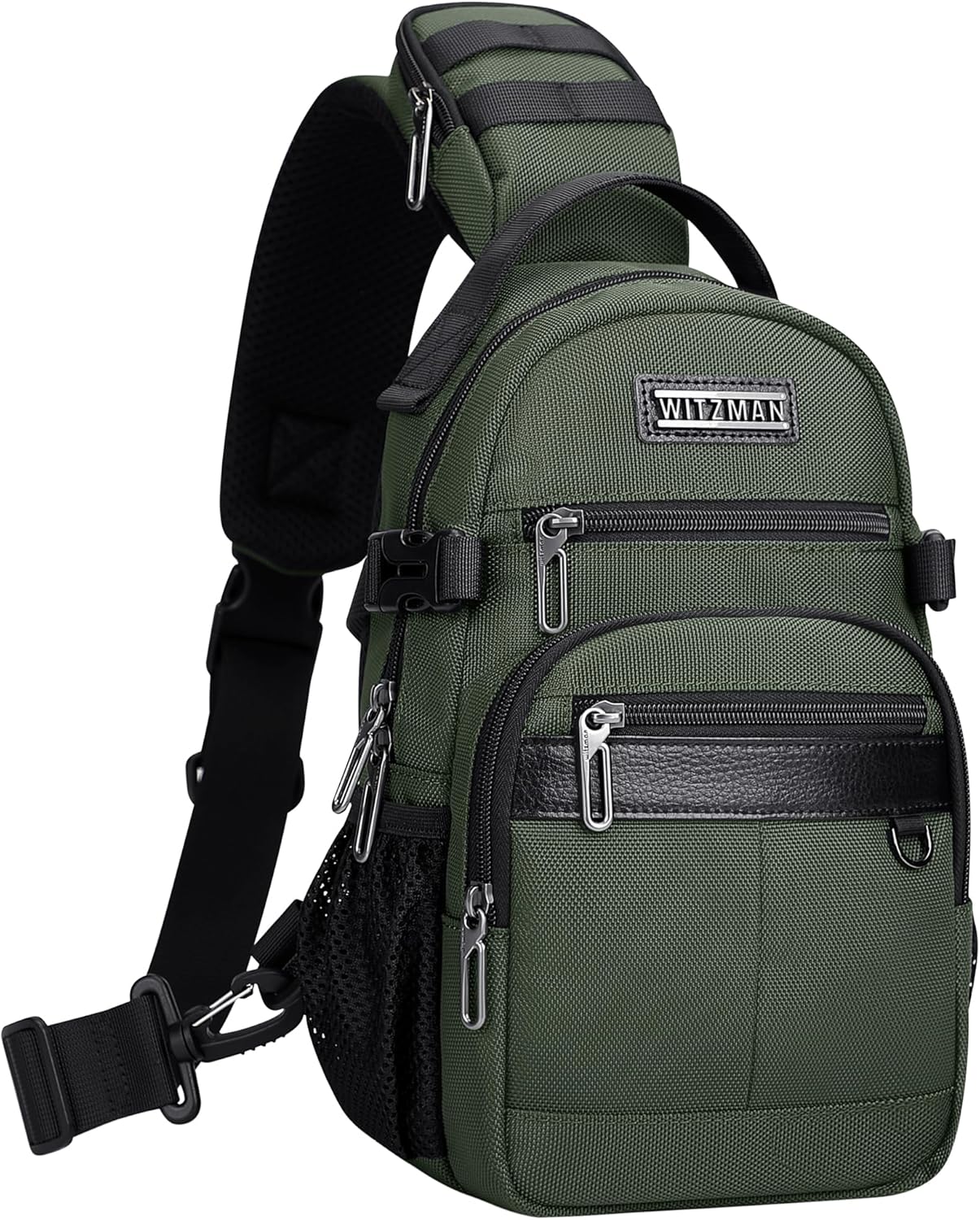 WITZMAN Sling Bag for Men Travel Crossbody Bag Small Shoulder Bag with Shoulder Strap Pocket for Casual Daily Work (B734 Army Green)
