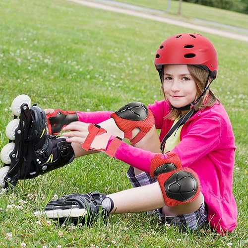 Miniatura 5 de Equipo de protección para niños, rodilleras y coderas con protector de muñeca, accesorios para patineta, patineta, ciclismo, patinaje, scooter.