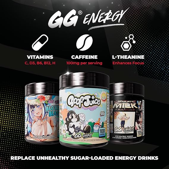 Gamer Supps GG Energy - Goof Juice by MoistCr1TiKaL (100 Servings) - Keto Friendly Gaming Energy and Nootropic Blend, Sugar Free + Caffeine + Vitamins + Immune Support, Powder Drink