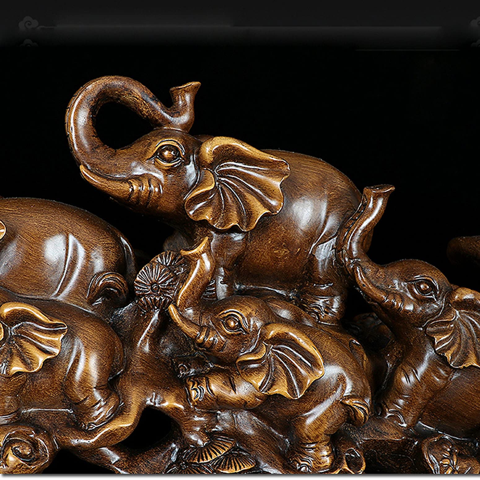 Sculture Statue Figure Decorative di Elefante in Legno, Statue Decorative di Elefante Portafortuna, Scultura in Resina di Elefante, Oggetto Decorativo, Marrone, 40 x 12 x 21 cm