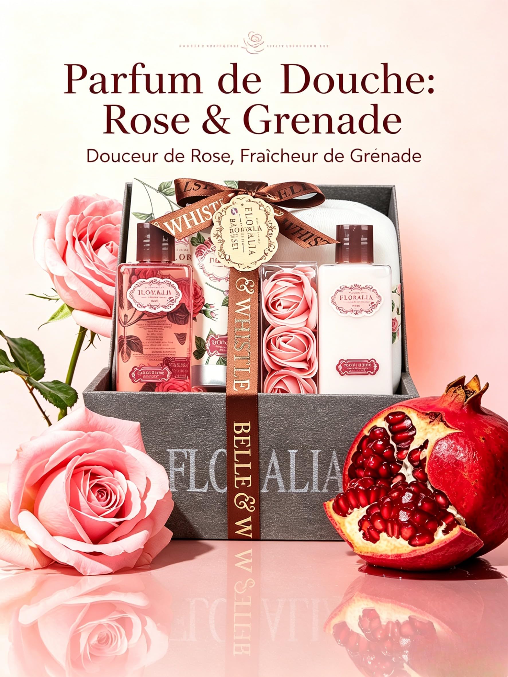 GLOSS ! Cofanetto da bagno ROSE – Prodotti benessere – Cofanetto regalo originale per donna, compleanno, festa della mamma, Natale, San Valentino - CORBEILLE