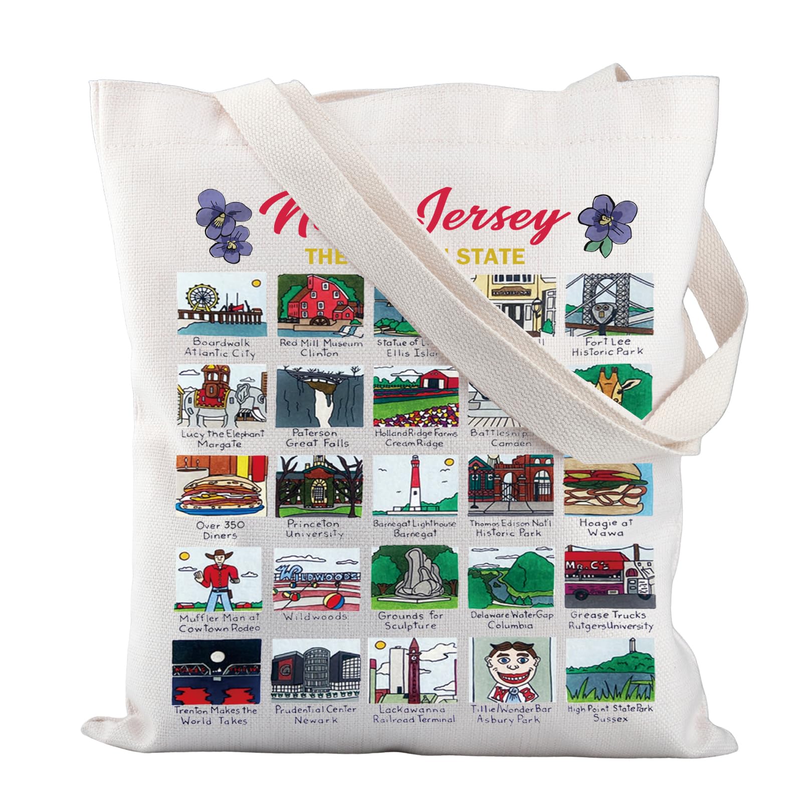 G2TUP New Jersey Trip Tote Bag Garden State Grocery Bag New Jersey Souvenir NJ Travel Shopping Bag