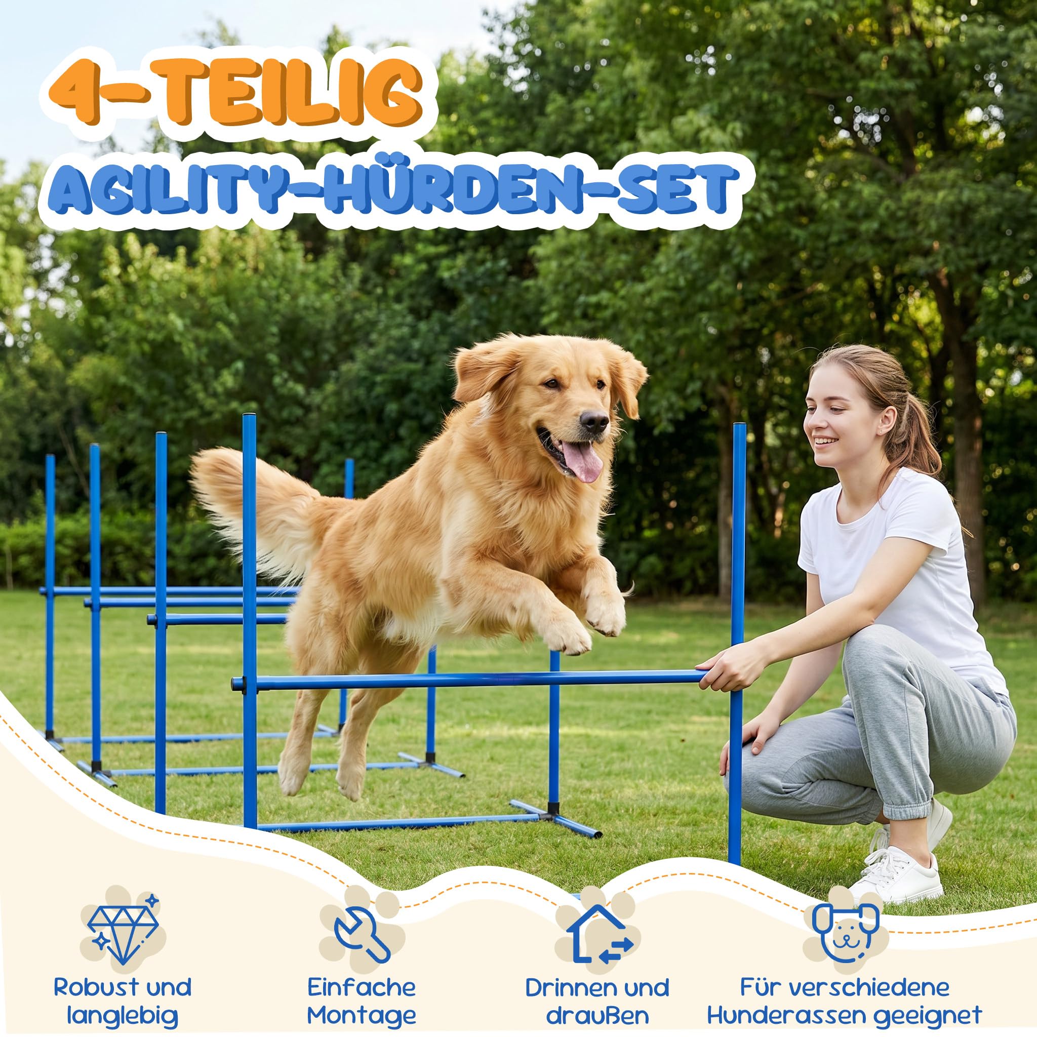 XMTECH Juego de entrenamiento de agilidad para perros, altura regulable, incluye bolsa, juego de entrenamiento para perros de PVC, color azul