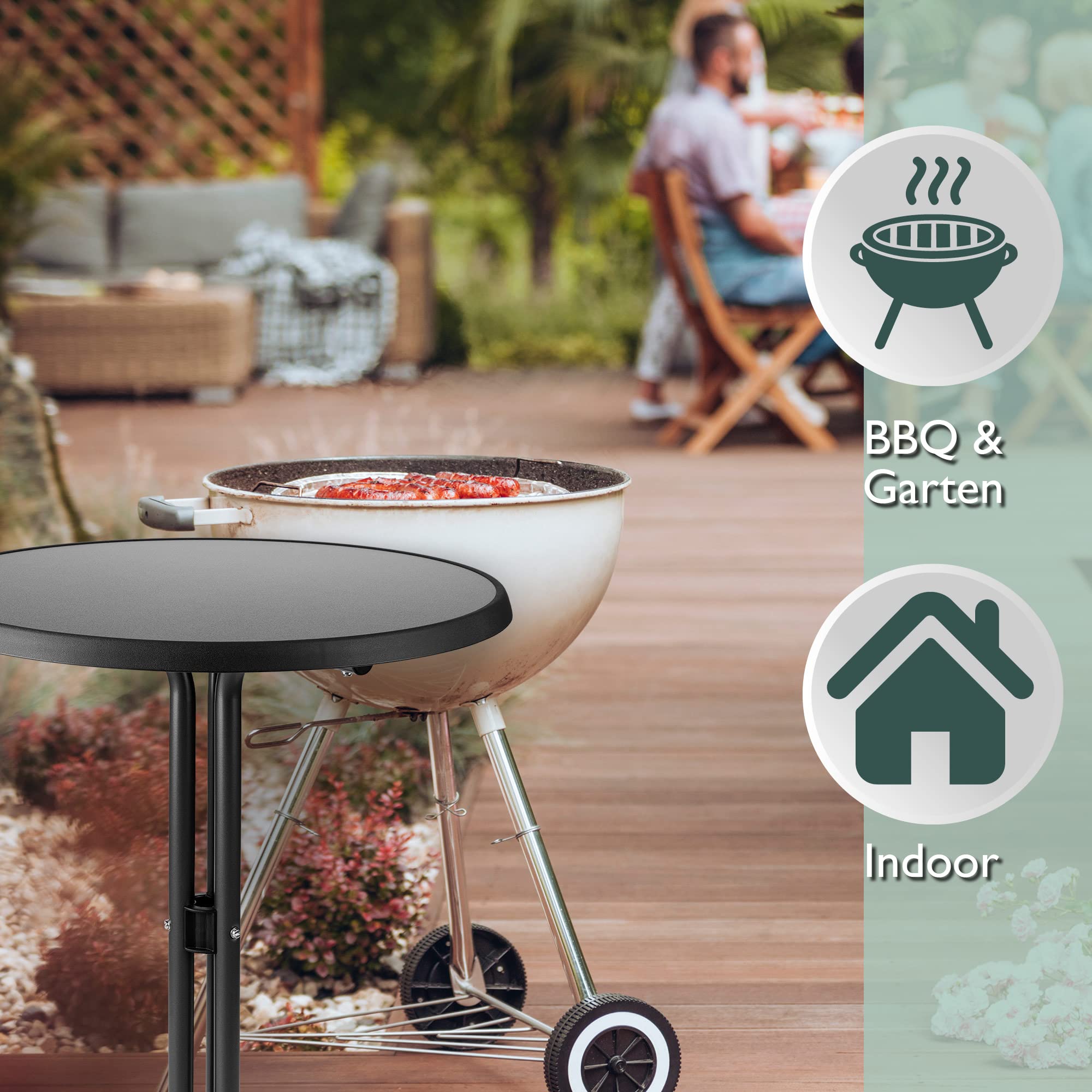 Beautissu Bistrotisch Outdoor Rund Wetterfest Made in Germany Balkontisch | Ø60cm 70cm hoch Anthrazit Gartentisch Beistelltisch Stehtisch Balkon Klein Garten runder Emma