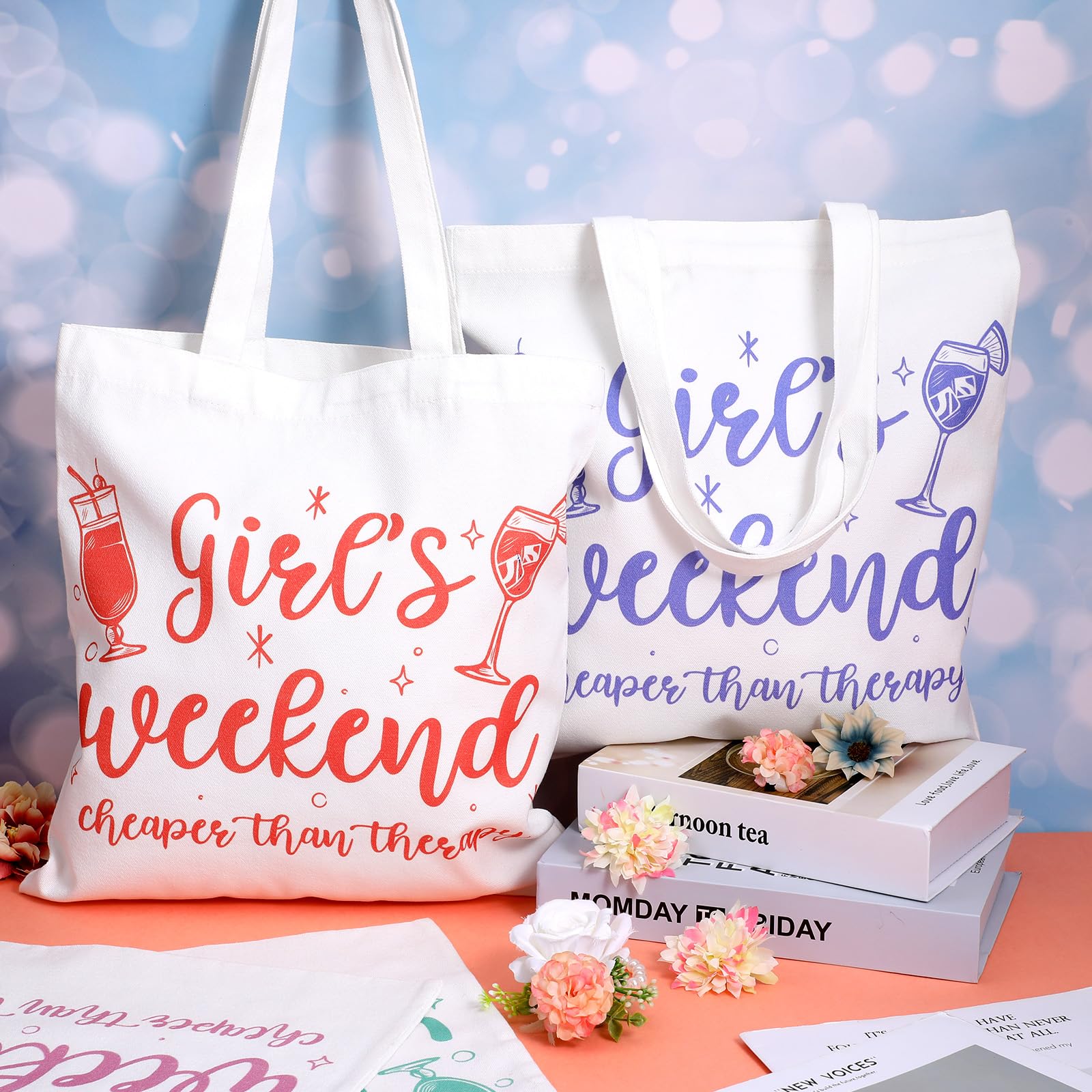 8 Pcs Christmas Girls Weekend Gifts for Women 4 Girls Trip Makeup Bag 4 Weekend Tote Bag Friend Trip Gifts Vacation Bestie Friendship Favors Summer Cosmetic Zipper Goodie Pouch (Classic Color)