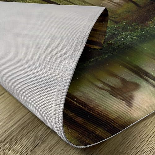 Miniatura 5 de Ambesonne Nature - Juego de 4 manteles individuales de tela lavable para mesa de comedor, tamaño estándar, diseño de ciervos en el bosque con