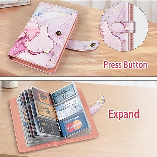 Miniatura 3 de Organizador de tarjetas de visita para mujeres y hombres, unisex, de piel sintética, portátil, para libros, organizador de tarjetas de crédito,