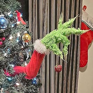 Christmas Elf Body Tree Decorations,Furry Green Elf Head/Arms/Legs for Christmas Tree Decorations,Stole Elf Body Stuffed Stuck Christmas Tree Topper Ornaments for Christmas Party (Elf Arms-24 in)