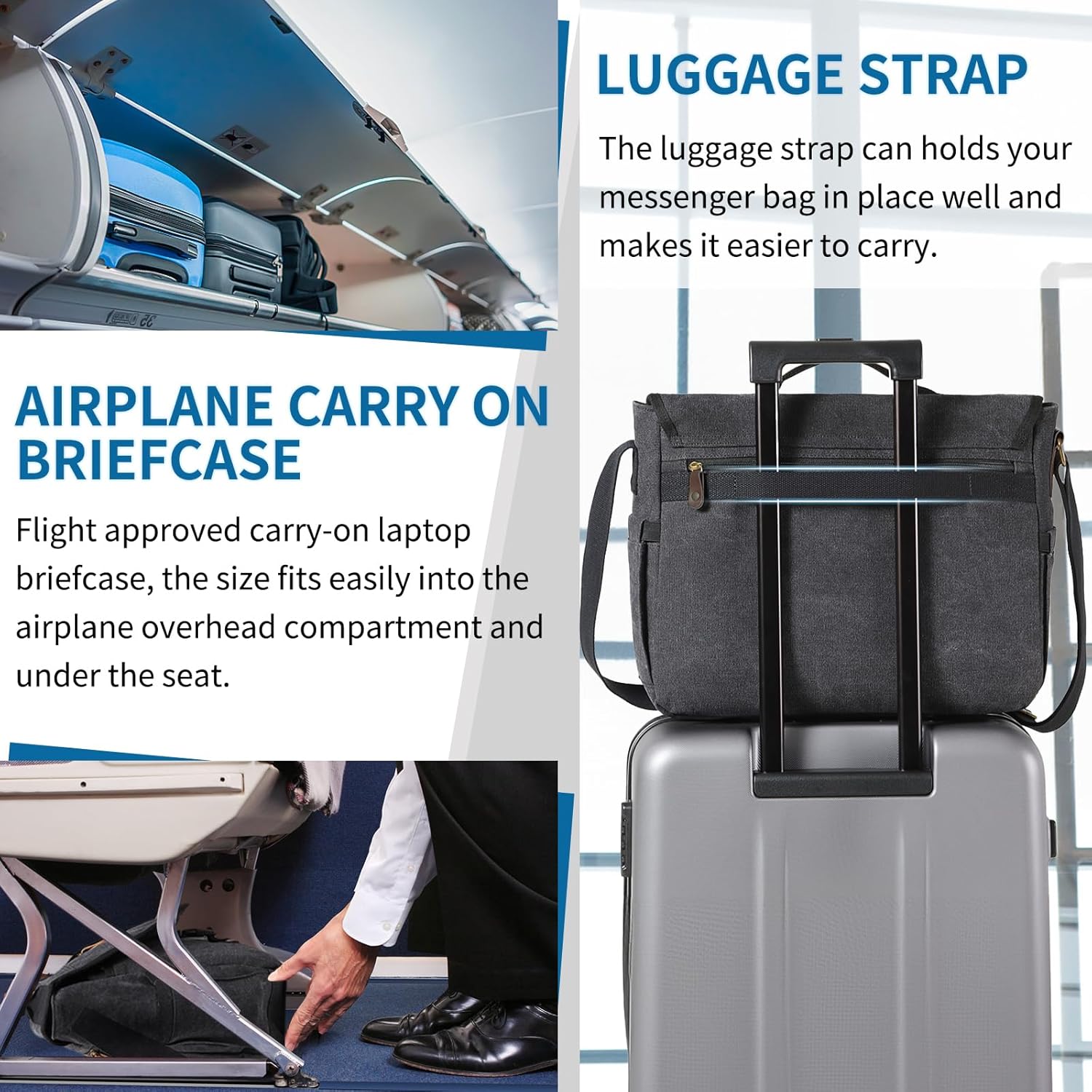 VX VONXURY 17 Inch Laptop Bag Mens Messenger Bag,Large Water Resistant Canvas Multipocket Satchel Shoulder Bag for Men, Business, Work, Travel, College - Image 7