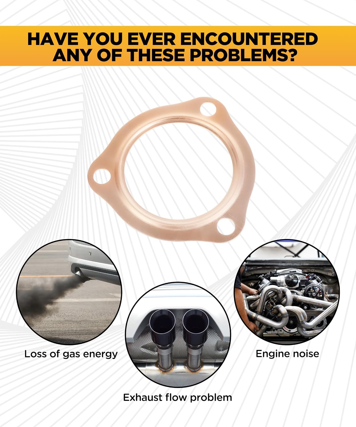 2PCS Exhaust Gasket,Car Accessories 2.5"/3" Copper Exhaust Flange Header Exhaust Collector Gaskets, Reusable Exhaust Pipe Copper Header Car Engine Collector Gasket Seal for SBC BBC（2.5inch）