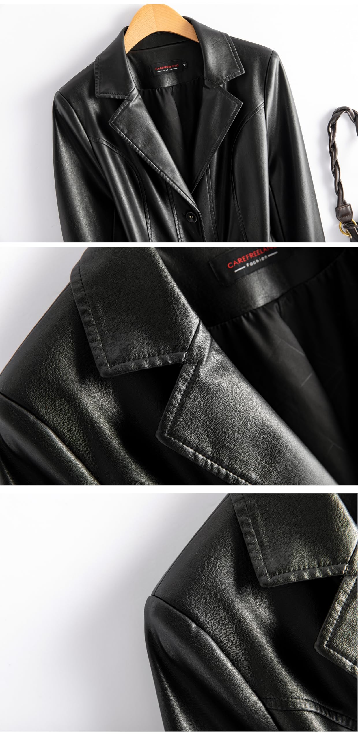 DISSA Blazer Ecopelle Donna Risvolto Vestibilità Slim